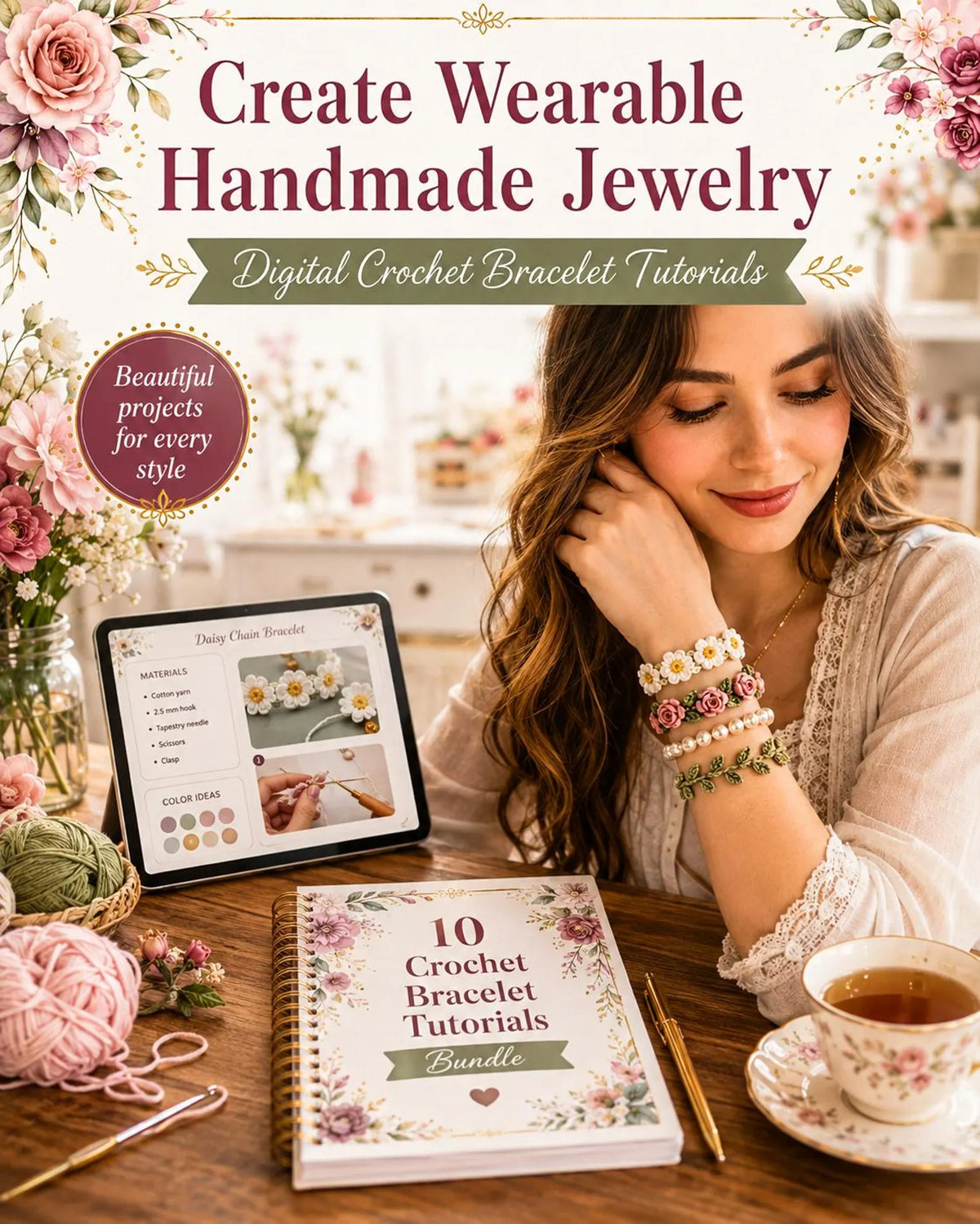 Crochet Bracelet PDF Bundle – 10 DIY Jewelry Patterns for Instant Download