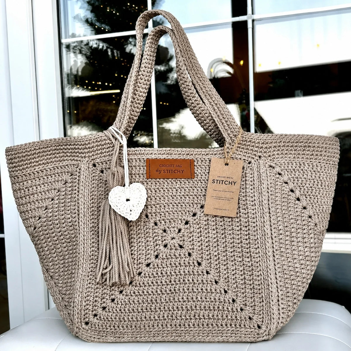 Granny Five Tote Crochet Pattern PDF – Spacious Granny Square Bag