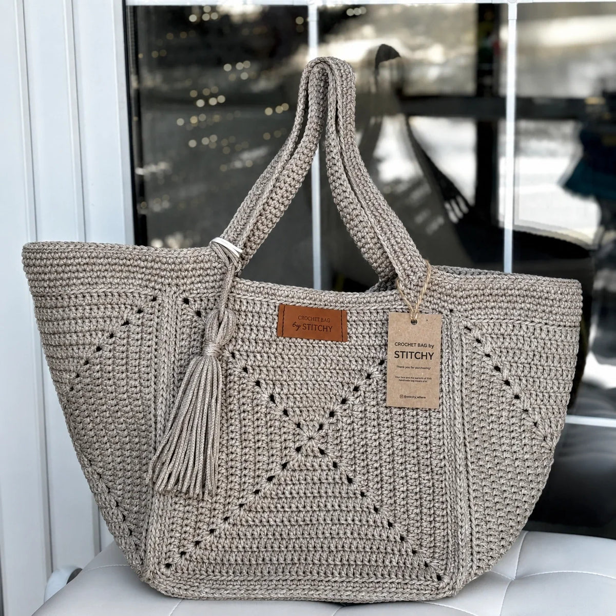 Granny Five Tote Crochet Pattern PDF – Spacious Granny Square Bag