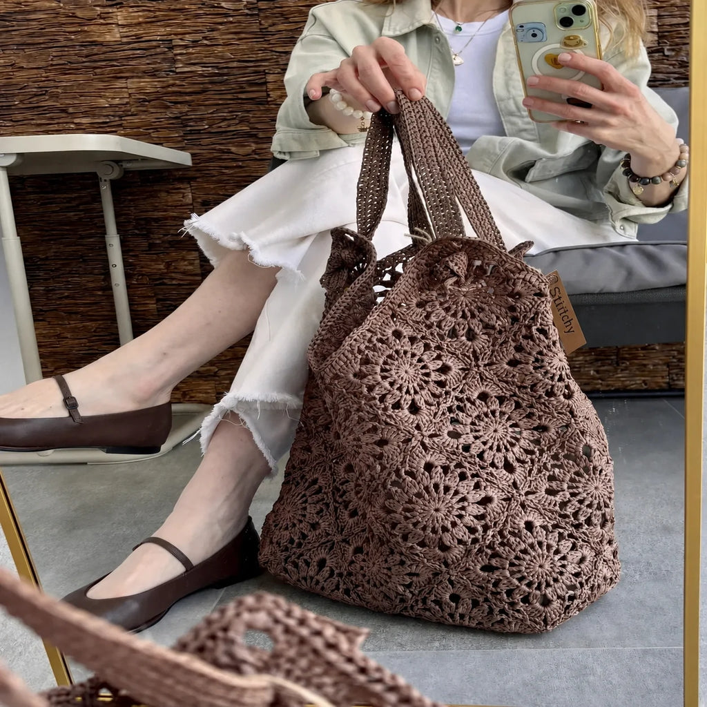 Raffia Granny Square Bag Crochet Pattern PDF – Instant Download