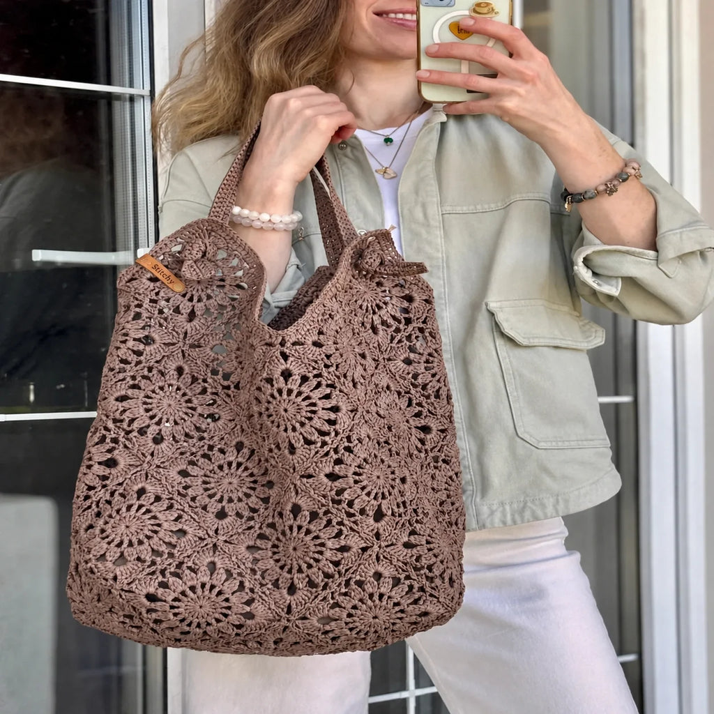 Raffia Granny Square Bag Crochet Pattern PDF – Instant Download