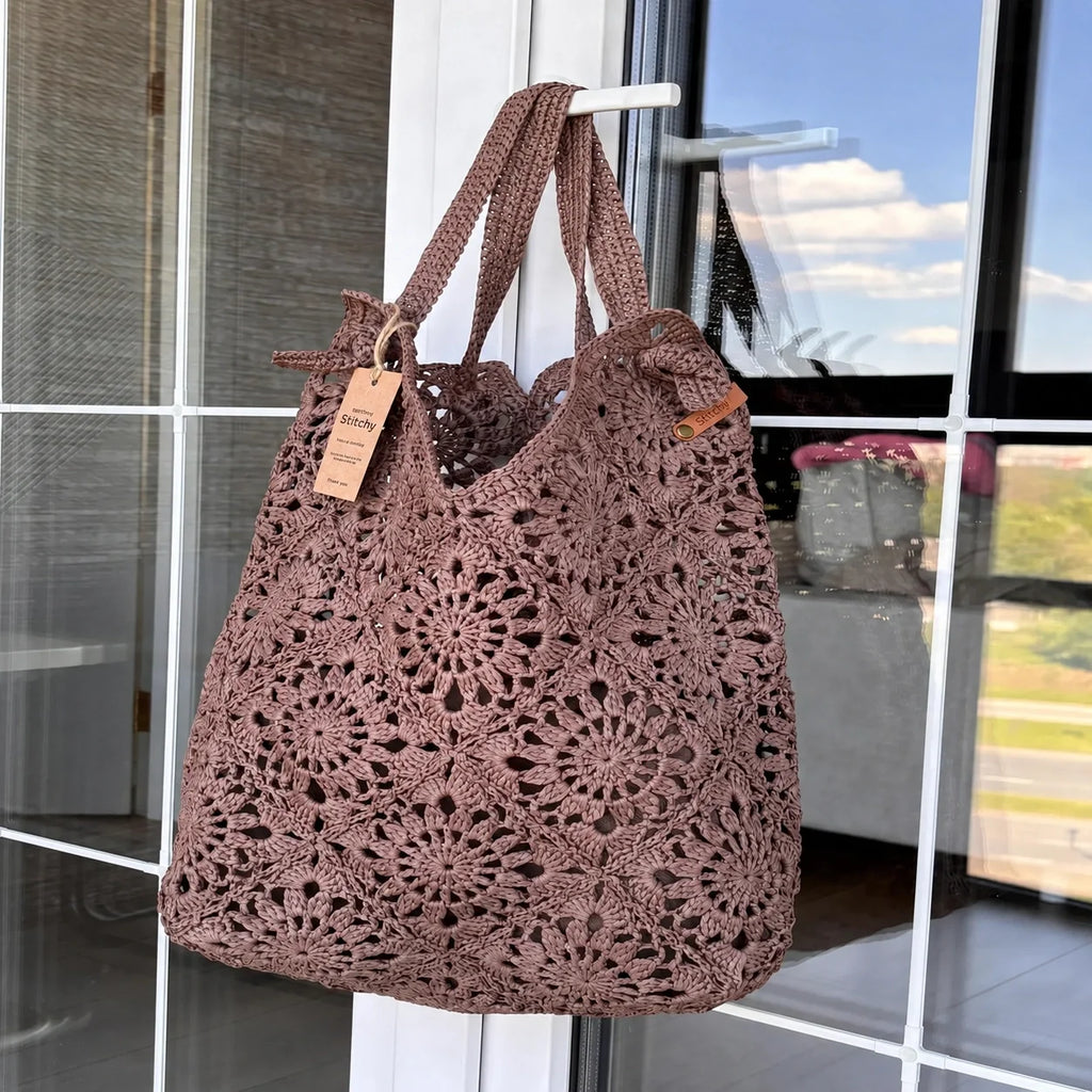 Raffia Granny Square Bag Crochet Pattern PDF – Instant Download