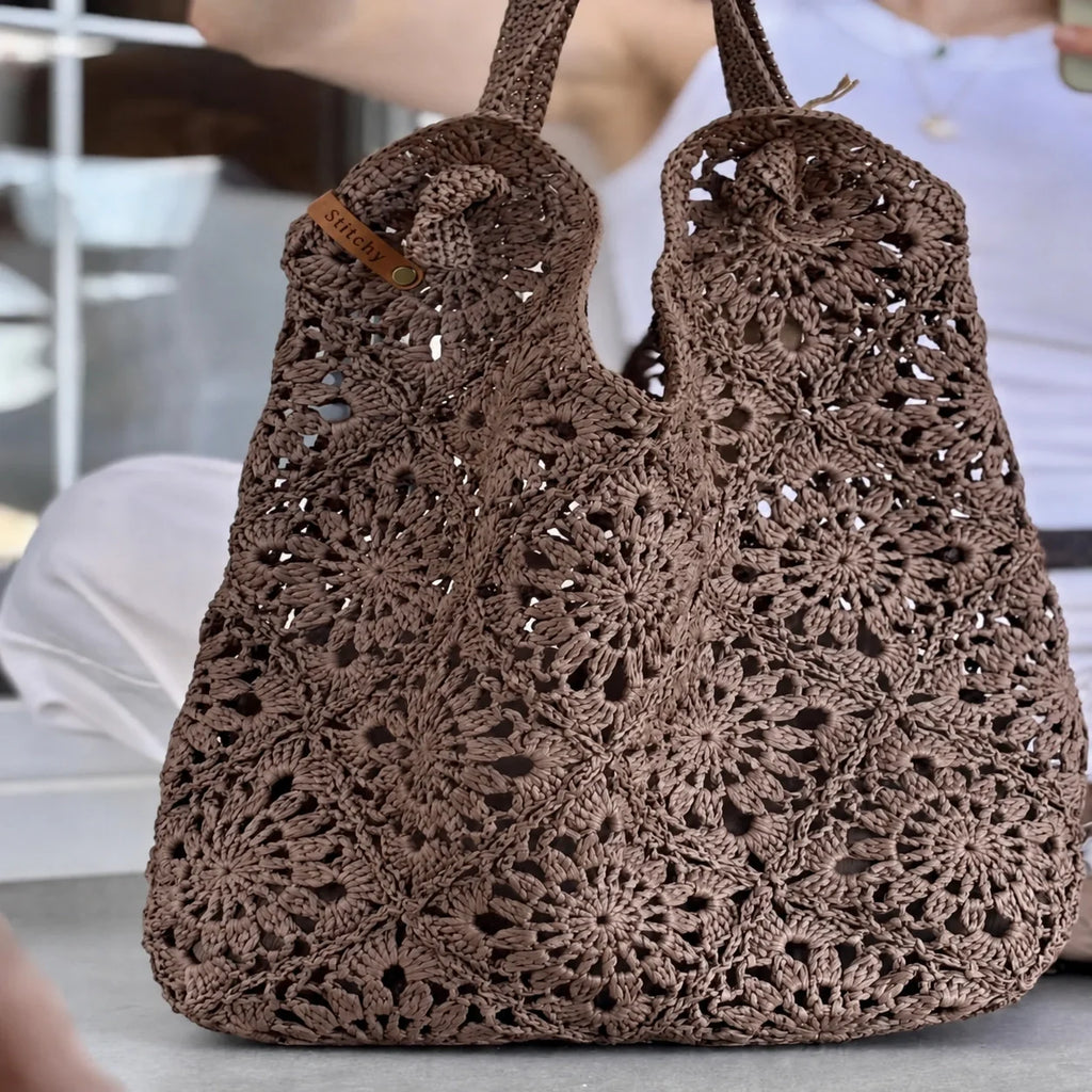 Raffia Granny Square Bag Crochet Pattern PDF – Instant Download