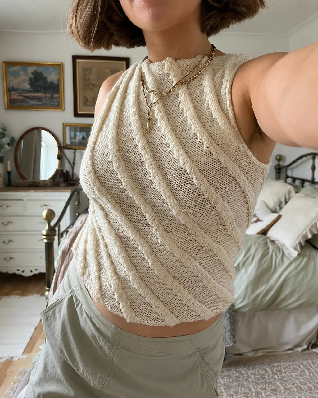 Twister Tank – 3D Cable Knit Sleeveless Top Pattern PDF