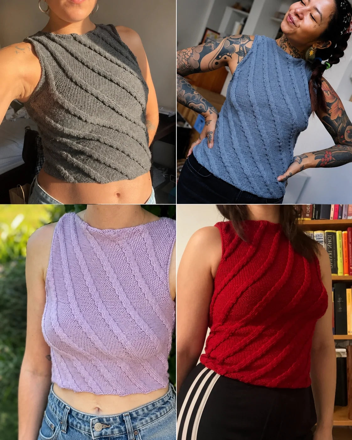 Twister Tank – 3D Cable Knit Sleeveless Top Pattern PDF