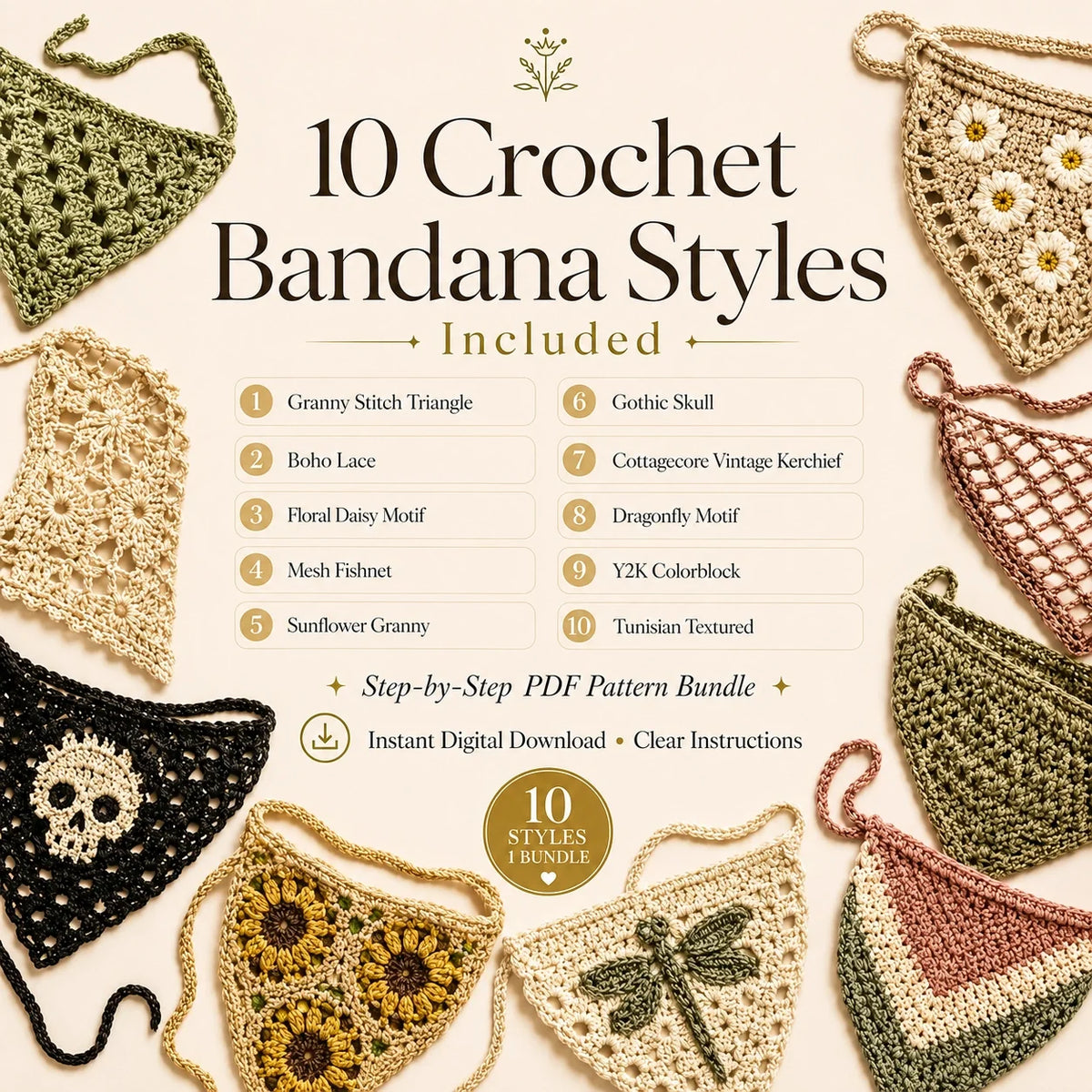 Top 10 Crochet Bandana Patterns – PDF Bundle