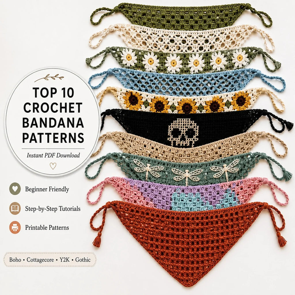 Top 10 Crochet Bandana Patterns – PDF Bundle