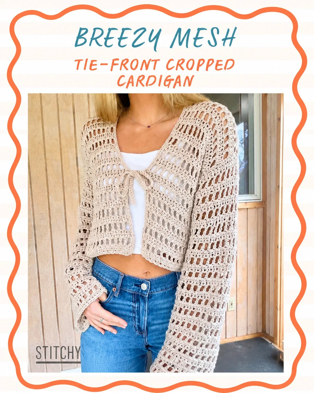 Breezy Mesh Cardigan Crochet Pattern PDF – Cropped Summer Cardigan, Sizes XS–5XL