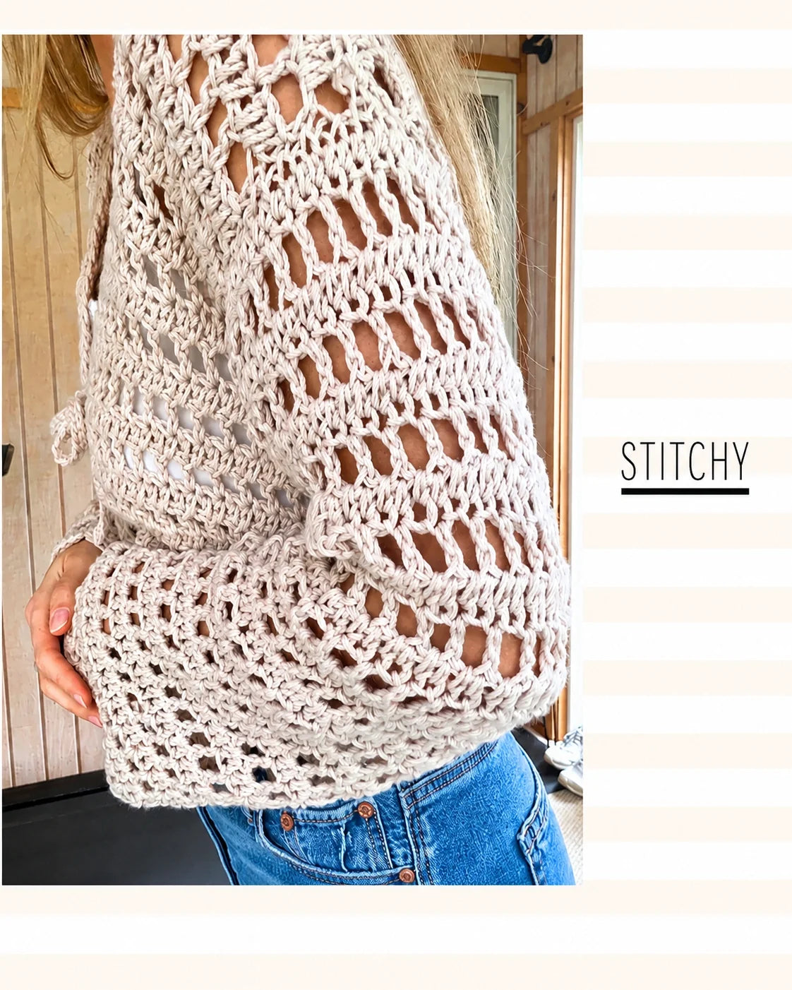 Breezy Mesh Cardigan Crochet Pattern PDF – Cropped Summer Cardigan, Sizes XS–5XL