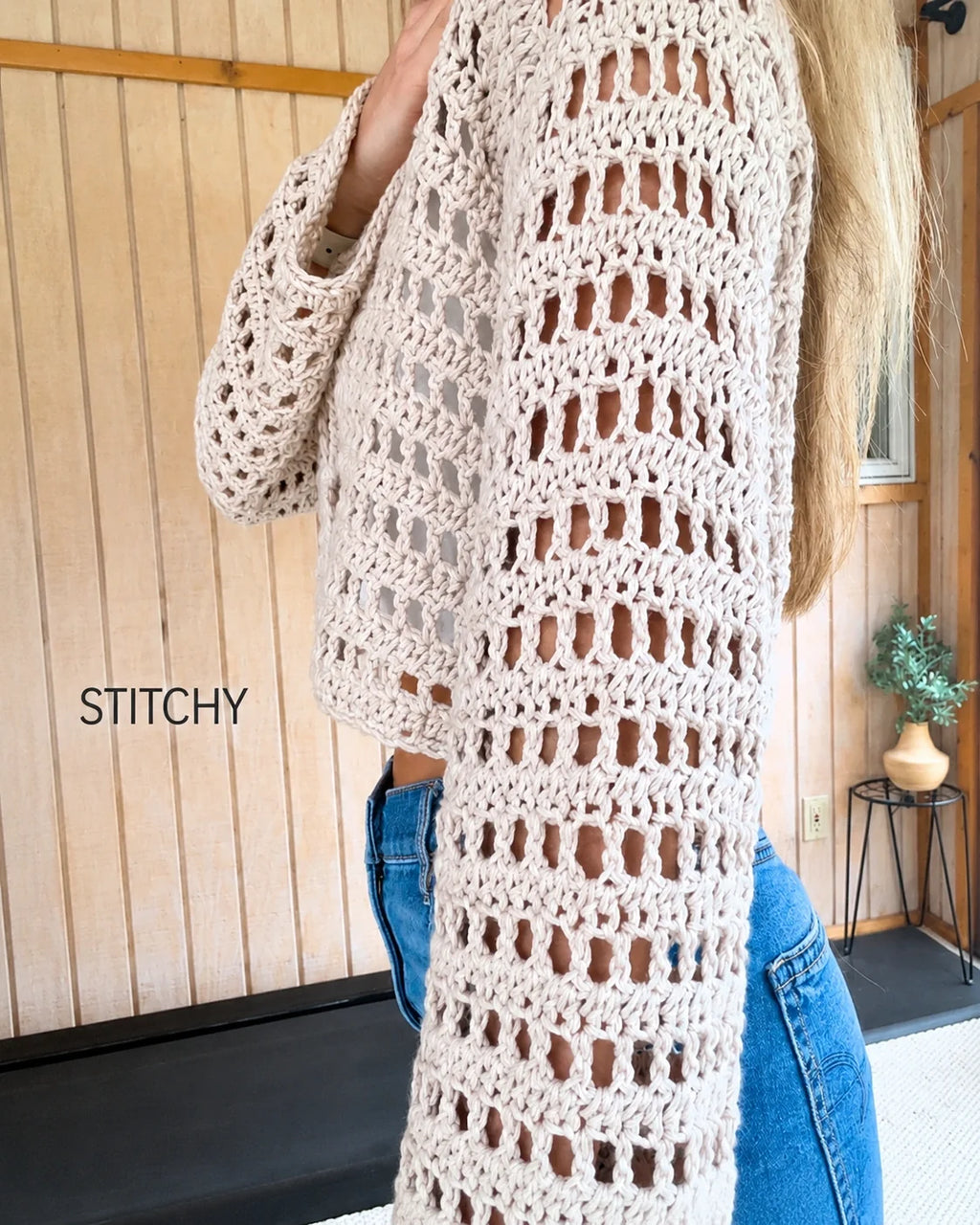 Breezy Mesh Cardigan Crochet Pattern PDF – Cropped Summer Cardigan, Sizes XS–5XL