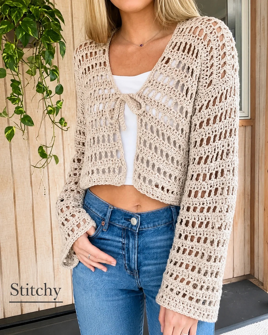 Breezy Mesh Cardigan Crochet Pattern PDF – Cropped Summer Cardigan, Sizes XS–5XL