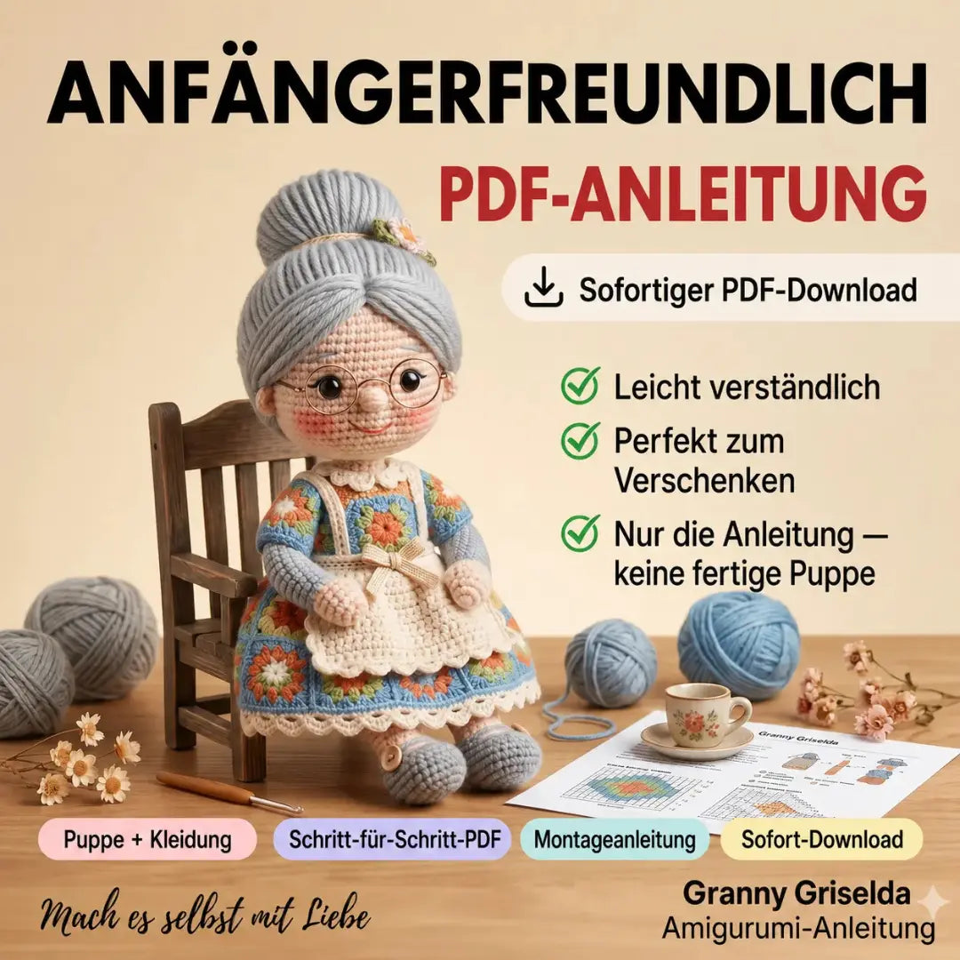 Granny Amigurumi Crochet Pattern – Grandma Doll PDF Tutorial