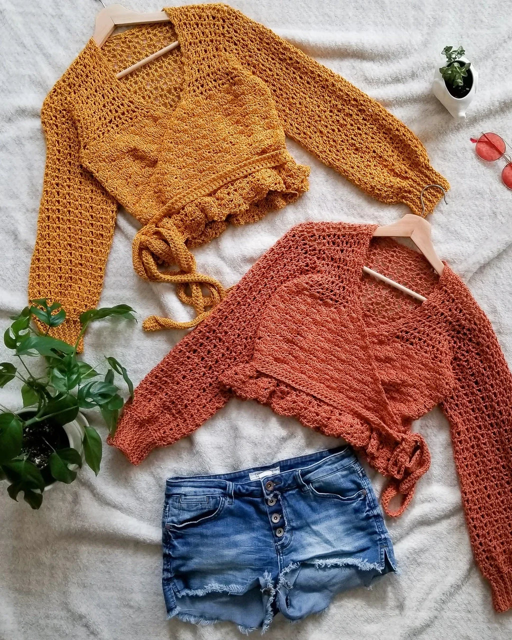 Foxglove Wrap Top Crochet Pattern PDF – Size-Inclusive Crochet Top with Peplum