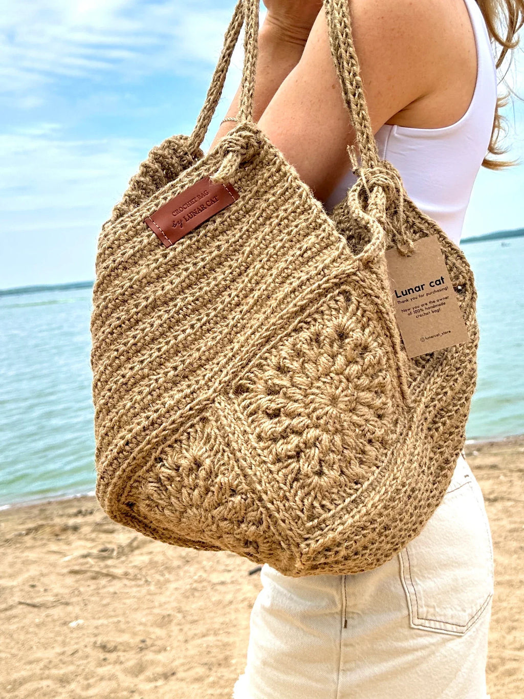 Jute Granny Square Crochet Bag Pattern – PDF Download