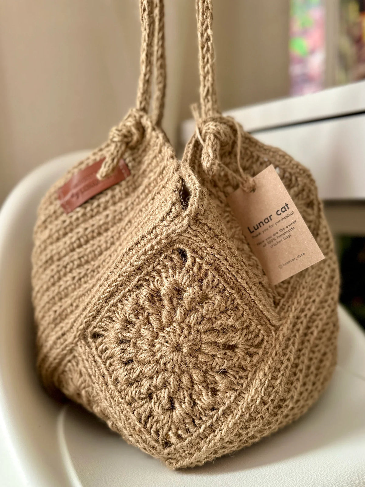 Jute Granny Square Crochet Bag Pattern – PDF Download