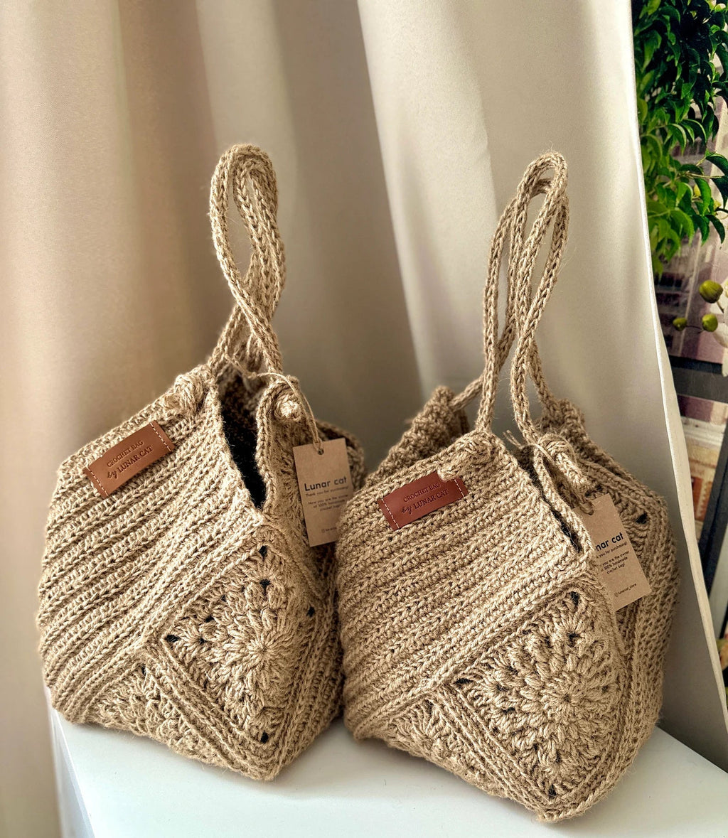 Jute Granny Square Crochet Bag Pattern – PDF Download