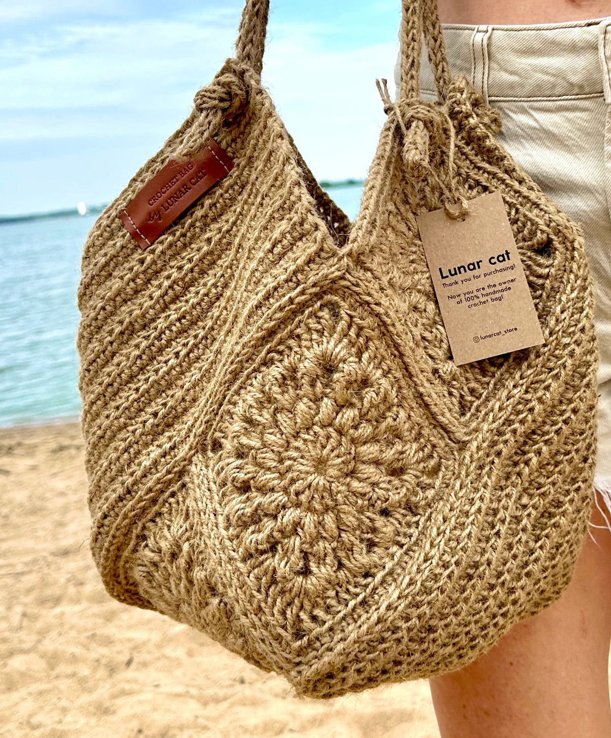 Jute Granny Square Crochet Bag Pattern – PDF Download