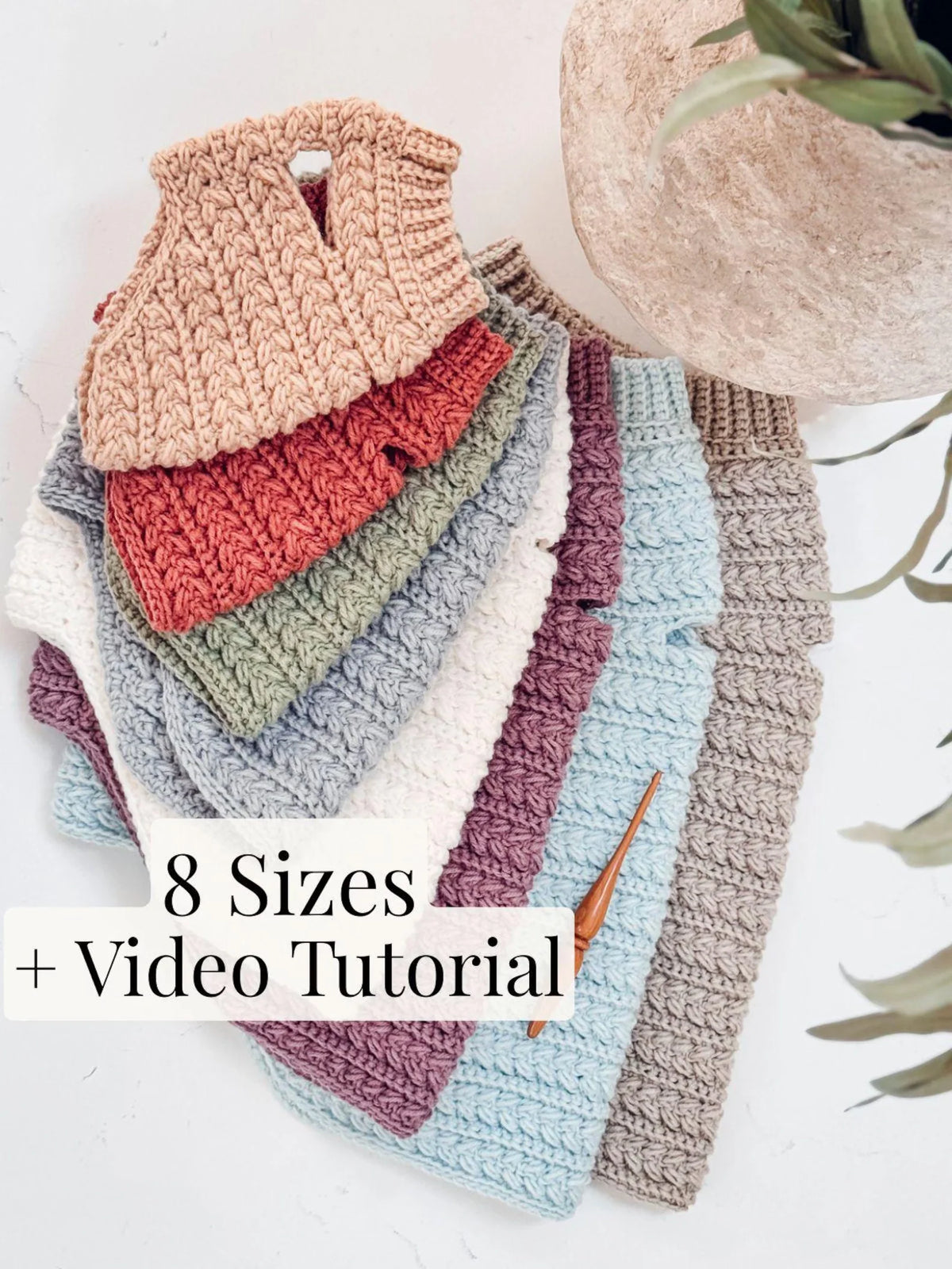 Dog Sweater Crochet Pattern PDF + Video – Top-Down Dog Sweater in 8 Sizes